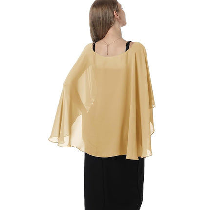 Chemisettes Hotshawl pour femmes, étoles et châles en mousseline de soie pour robe de soirée, capes de mariage, cache-épaules, Or, Taille unique