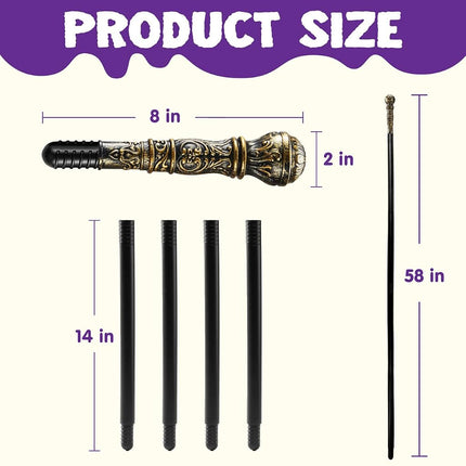JOYIN Halloween Staff, Elegant Vintage Gold Walking Cane Prop Stick Kids Women Men Costume Party, Halloween Cane for Pretend Costume, Vampire Dress Up Parties