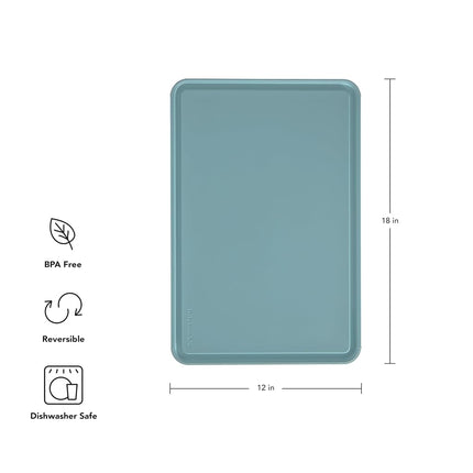 KitchenAid Classic Plastic Cutting Board with Perimeter Trench and Non Slip Edges, Dishwasher Safe, 12 inch x 18 inch, Blue