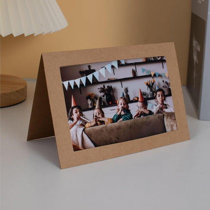 Litpoetic 100 Pack Photo Frame Cards with Envelopes 4x6 Paper Picture Frame Notecards Photo Card Holder for Back to Schook Teacher Appreciation Wedding Birthday Classroom DIY Craft,Kraft