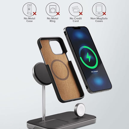 ALOGIC MagSpeed 3-in-1 Wireless Charging Station, MagSafe Compatible for iPhone 12/13 series, Wireless Charging enabled AirPods Case & All Apple Watch Models, LED indicator, Certified safe.