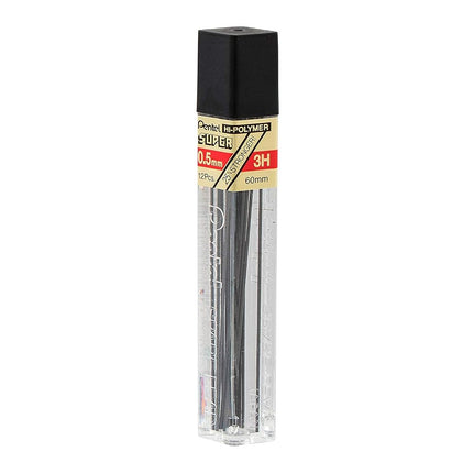 Pentel Super Hi-Polymer Lead Refill, 0.5mm Fine, 3H, 144 Pieces of Lead (C505-3H)