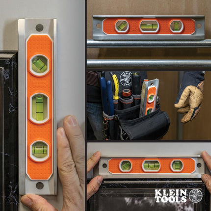 Magnetic Torpedo Level, Aluminum, V-Groove and Magnet KLEIN TOOLS 935R, Orange