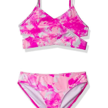 Kanu Surf - Bikini de 2 piezas, tipo cruzado, diseño de arrecife de coral para niñas, color rosa espuma marina, talla 10