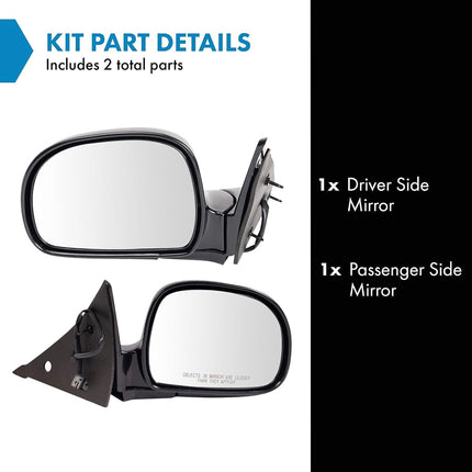 TRQ 2 Piece Driver and Passenger Side Mirror Assembly Set Electric Adjustment Non-Heated No Memory Black Compatible with 1998-1999 Chevy Blazer 1998 S10 Pickup S-15 Sonoma 1998-2000 GMC Jimmy
