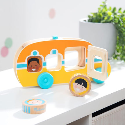 Melissa & Doug GO Tots Wooden Toy Race Bus (1 Bus, 3 Discs) with Collectible Characters | Wooden Toy for Infants | Developmental Toy for Toddlers | 0+| Gift for Baby Boys or Baby Girls - FSC Certified