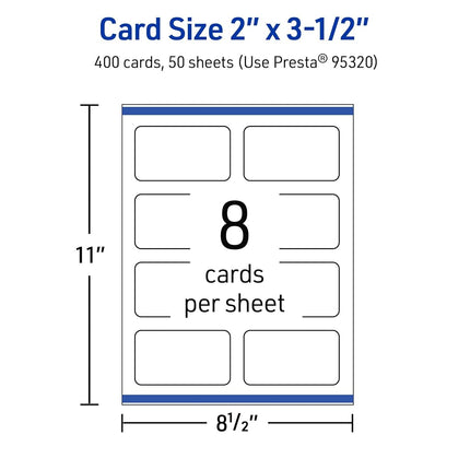 Avery Printable Rectangle Rounded Corner Business Cards, Sure Feed Technology, 2" x 3-1/2", Glossy White Cardstock, Print-To-The-Edge, Laser/Inkjet Printable, 400 Total