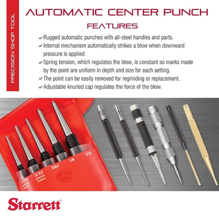 Starrett 18A Automatic Centre Punch with Adjustable Stroke