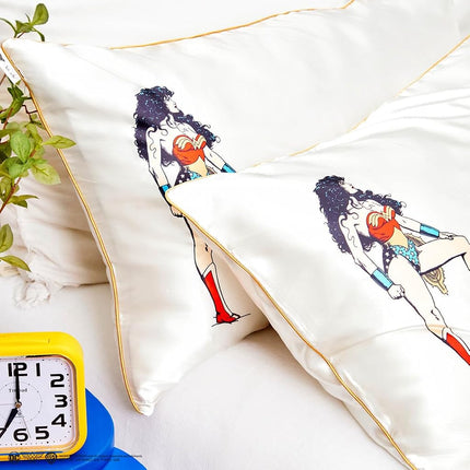Wonder Woman (Believe in Wonder) x Kitsch Satin Pillowcase with Zipper – Softer Than Silk, Luxury Cooling Pillowcase for Hair & Skin, Wrinkle Prevention, King Size (19X36)