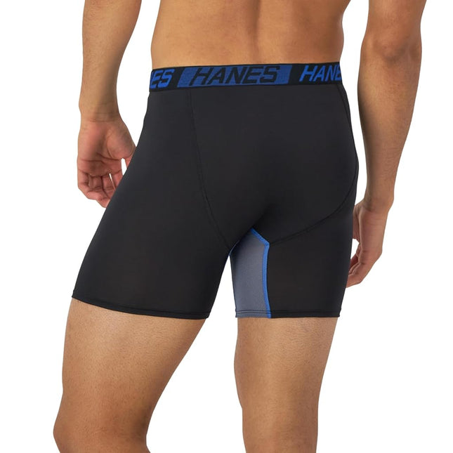 Hanes Men's X-Temp Total Support Pouch Boxer Brief, Anti-Chafing, Moisture-Wicking Underwear, Multi-Pack, Regular Leg-Black, 3XL (Pack of 3)