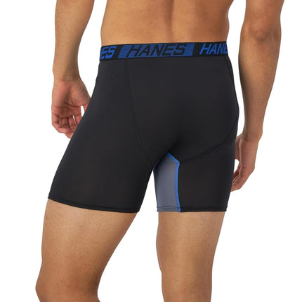 Hanes Men's X-Temp Total Support Pouch Boxer Brief, Anti-Chafing, Moisture-Wicking Underwear, Multi-Pack, Regular Leg-Black, M (Pack of 3)