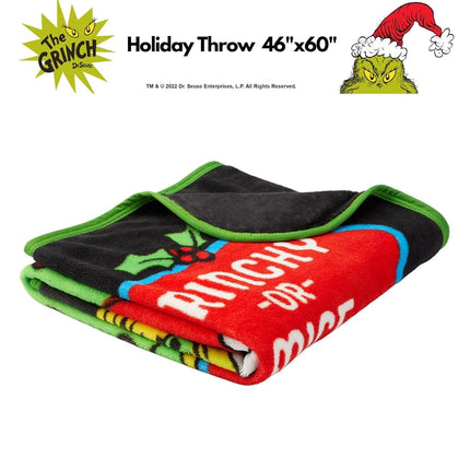Franco Collectibles Dr. Seuss El Grinch Edredón Súper Suave y Acogedor para Navidad, 46 pulg. x 60 pulg., (Producto con Licencia Oficial)