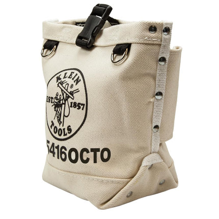Klein Tools 5416OCTO Tool Bag, Bull-Pin and Bolt Pouch, No. 4 Canvas with Tunnel Connection, 5 x 5 x 9-Inch