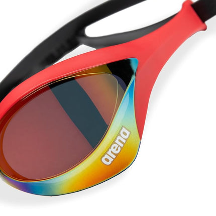 ARENA Cobra Ultra Swipe Racing Unisex Swimming Goggles for Men and Women, Anti-Fog Technology, Polycarbonate Mirror Lens, Gold/Red