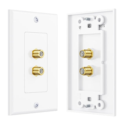Cable Matters 2-Pack 2-Port TV Cable Wall Plate (Coax Wall Plate) in White