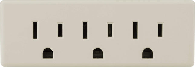 GE 3-Outlet Extender Power Bar, Wall Tap, Grounded Adapter Plug, Indoor Rated, 3-Prong, Perfect for Travel, UL Listed, Light Almond, 54195