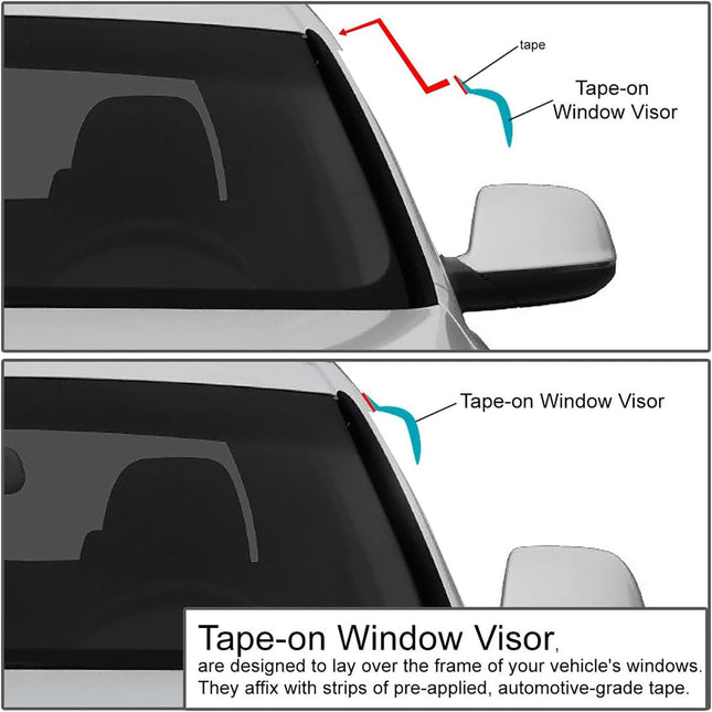 DNA MOTORING Visera de ventana adhesiva deflectora de lluvia/sol compatible con Hyundai Santa Fe 19-23, WVS-296