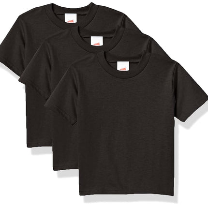 Hanes Boys' Essentials Short Sleeve T-Shirt Value Pack (3-Pack), Black, 2T