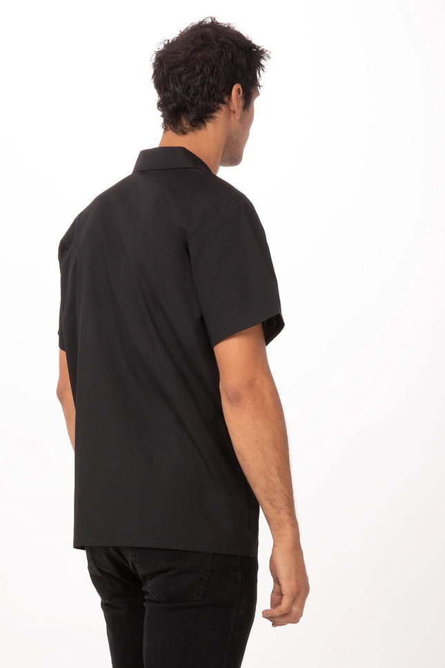 Camisa de cocina utilitaria para hombre Chef Works, negra, XS