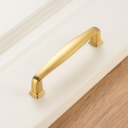 KOOFIZO 10 Pack 3-3/4 in Brushed Gold Cabinet Pull, Gold Drawer Handle 1817
