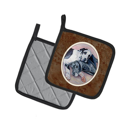 Caroline's Treasures Black and Harlequin Dane Pair of Pot Holders 7164PTHD, Fabric, Multicolor, 7.5HX7.5W