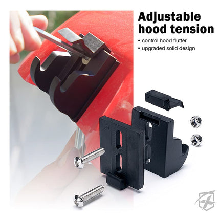Xprite Aluminum Hood Latches with Star, Adjustable Hood Latch Catches Kit Compatible with 2007-2018 Jeep Wrangler JK JKU & 2018-2025 Jeep Wrangler JL JLU & 2020+ Gladiator JT, 1 Pair