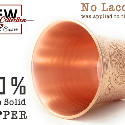 Dede Copper - CC Series (20 oz) - Handcrafted Super Heavy Weight Drinking Cups or Serving Cold Beverages and Cocktail Mugs, Handmade Unlined Uncoated Pure Solid Copper Tumblers (Engraved)
