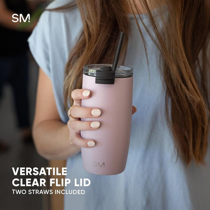 Simple Modern Travel Coffee Mug Tumbler with Flip Lid | Reusable Insulated Stainless Steel Cold Brew Iced Coffee Cup | Gifts for Women Men Him Her | Voyager Collection | 470ml | Blue Dune