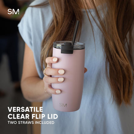 Simple Modern Travel Coffee Mug Tumbler with Flip Lid | Reusable Insulated Stainless Steel Cold Brew Iced Coffee Cup | Gifts for Women Men Him Her | Voyager Collection | 470ml | Blue Dune