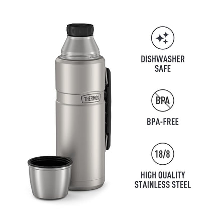 Thermos Stainless King Vacuum-Insulated Beverage Bottle, 40 Ounce, Matte Stainless Steel
