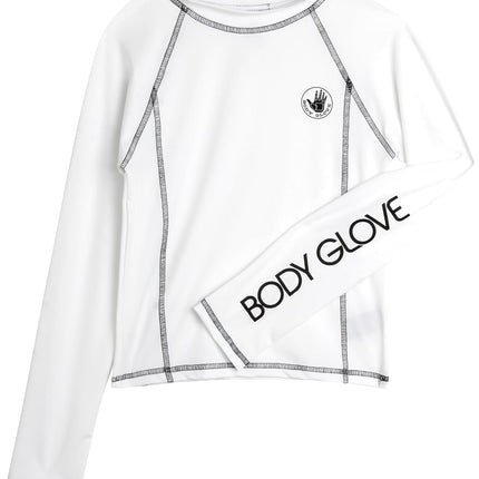 Body Glove Boys Swim Shirt - UPF 50+ Sun Protection Quicky Dry Long Sleeve Rash Guard for Boys Youth Kids Swimwear (5-14), White Long Sleeve, 14