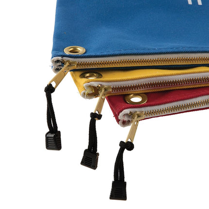 Canvas Tool Bag with Zipper, Assorted Colors 3 Pack Canvas Tool Pouch with Zipper, Coin Bag, Klein Tools 5539LCPAK