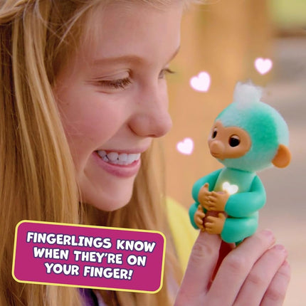 Fingerlings 2023 NUEVO mono bebé interactivo reacciona al tacto – Más de 70 sonidos y reacciones – Harmony (rosa)