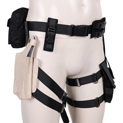 IOONCHI Leon S Cosplay Costume Belt Back Braces Set Kennedy Leg Holster Accessories Mens Halloween Outfits Props, Black, Large