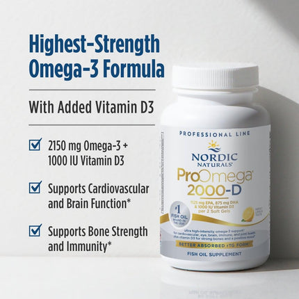 Nordic Naturals, ProOmega-D, Lemon Flavor, 1,250 mg, 120 Soft Gels