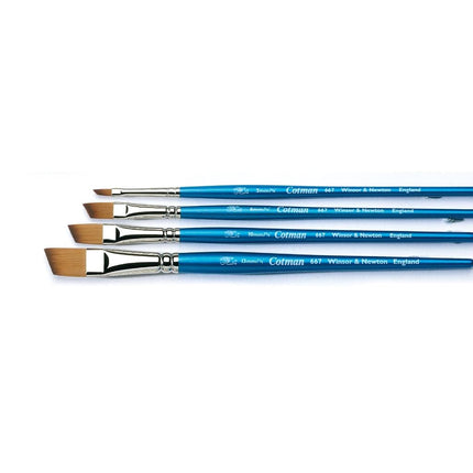 Winsor & Newton, Cotman Watercolour Synthetic Brushes, Short Handle, Pack of 5 (1 and 5 Round, 1 Rigger ,2 Fan, 3mm Angled)