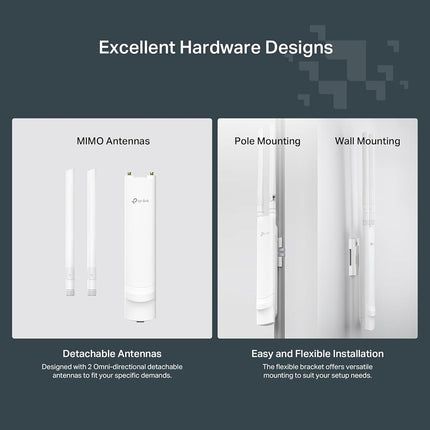 TP-Link AC1200 Wireless Access Point (Festa F52-Outdoor), Dual-Band, Mesh Support, MU-MIMO, IP65 Weatherproof, PoE Powered, Self-Organizing Network, Free Cloud Management (Not Omada Compatible).