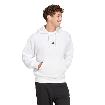 adidas Men's Essentials Feelcozy Fleece Hoodie, White/Black, M Tall