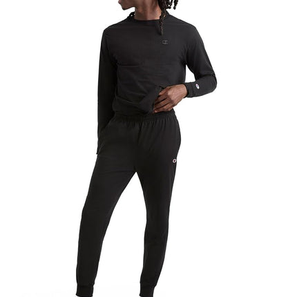 Champion Men's Lightweight Jersey Jogger, Black, Large