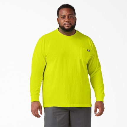 T-shirt à manches longues et col rond épais Dickies pour homme, jaune vif, XXXL