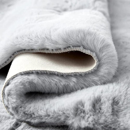 ORINOVA Faux Rabbit Fur Rug Washable Runner Rugs for Bedroom Grey Fluffy for Living Room Non Slip Faux Fur Rug for Hallway 60x180cm