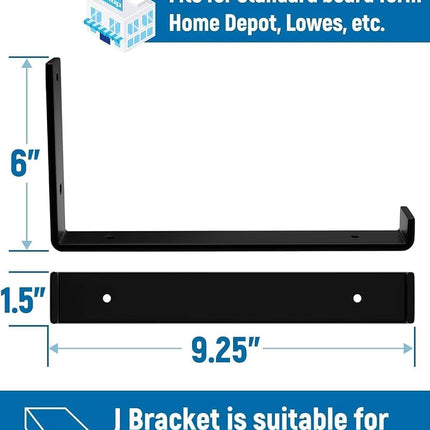 LEOPO 10 inch Shelf Bracket for DIY Floating Shelf, 1/5 inch Thick Heavy Duty Bracket, 6 Pack