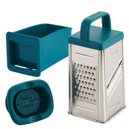 Râpe à boîte en acier inoxydable Rachael Ray Tools and Gadgets pour légumes, chocolat, fromages à pâte dure et plus, bleu sarcelle