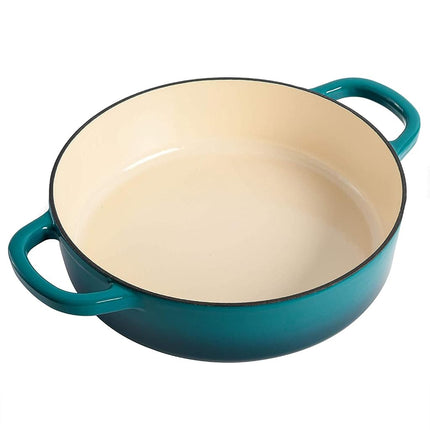 Crock Pot Artisan Enameled Cast Iron Braiser W/Lid, 5 Quart, Teal Ombre