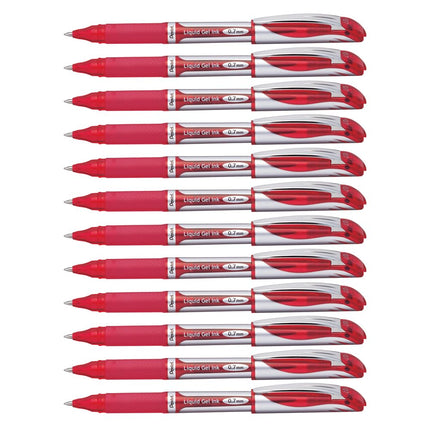 Pentel EnerGel Gel Pen with Cap, 0.7mm, Silver Bar