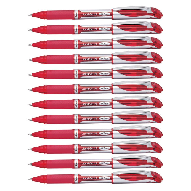 Pentel EnerGel Gel Pen with Cap, 0.7mm, Silver Bar