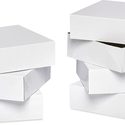 American Greetings Square White Gift Boxes with Lids for Birthdays, Mother's Day, Father's Day, Graduation and All Occasions, (6-Boxes, 9'' x 9'')