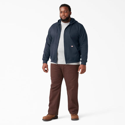 Dickies Men's Full Zip Fleece Hoodie Jacket, Dark Navy, 2X