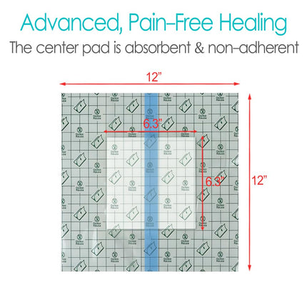 Waterproof Shower Protector | 12x12 Inch Dialysis Catheter Shower Cover Large | Without Glue in The Center for Chest Chemo Port Picc Line PD Peritoneal Dialysis Accessories Bandage (Pack of 7)