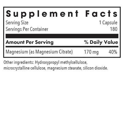 Allergy Research Group Citrate de magnésium 180 gélules végétales